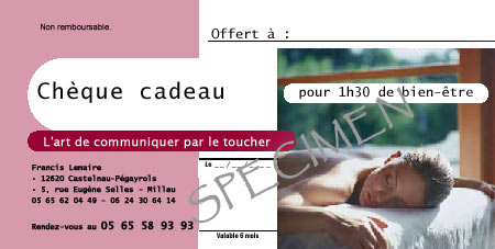 Chèque cadeau massage